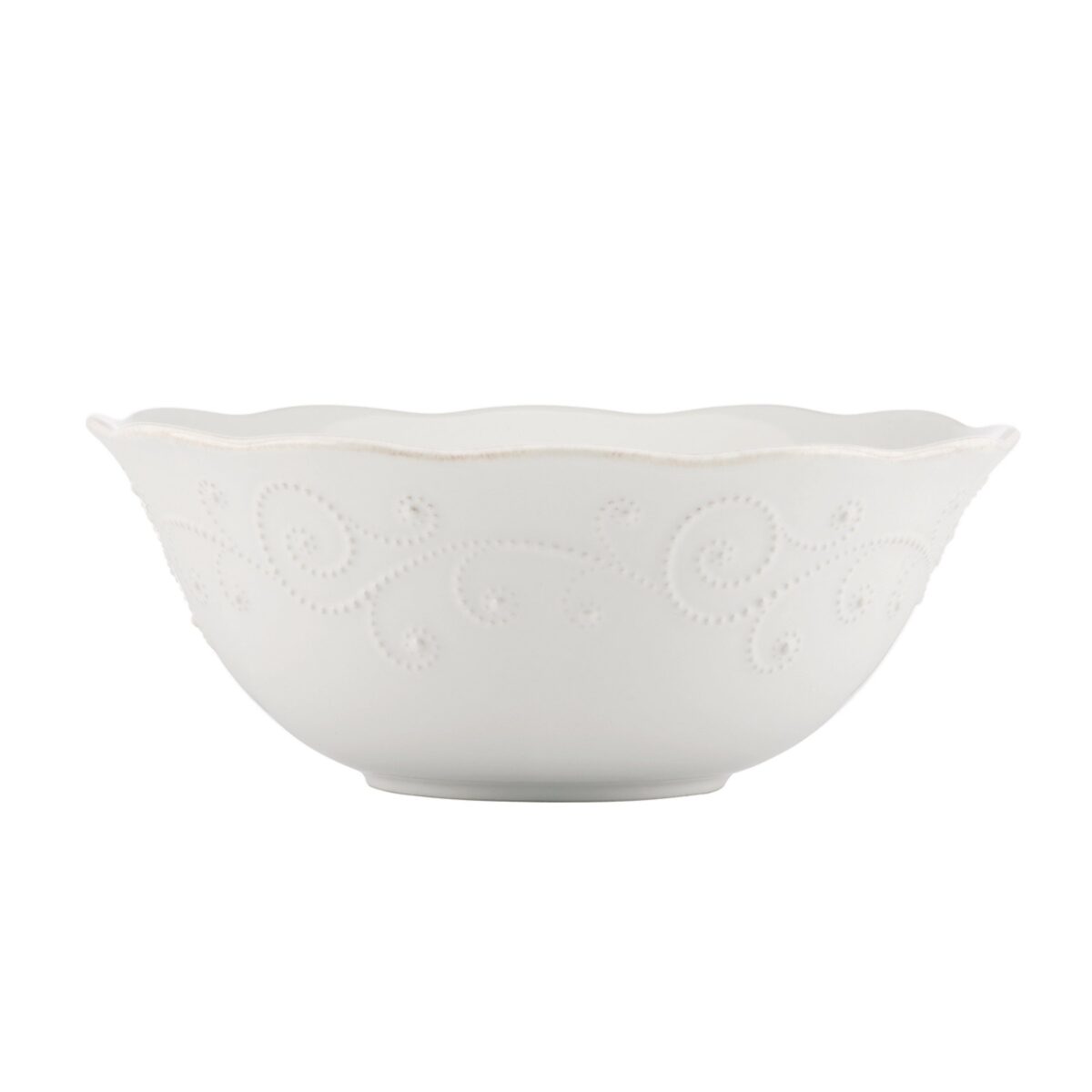 Beaded White Large Serving Bowl
