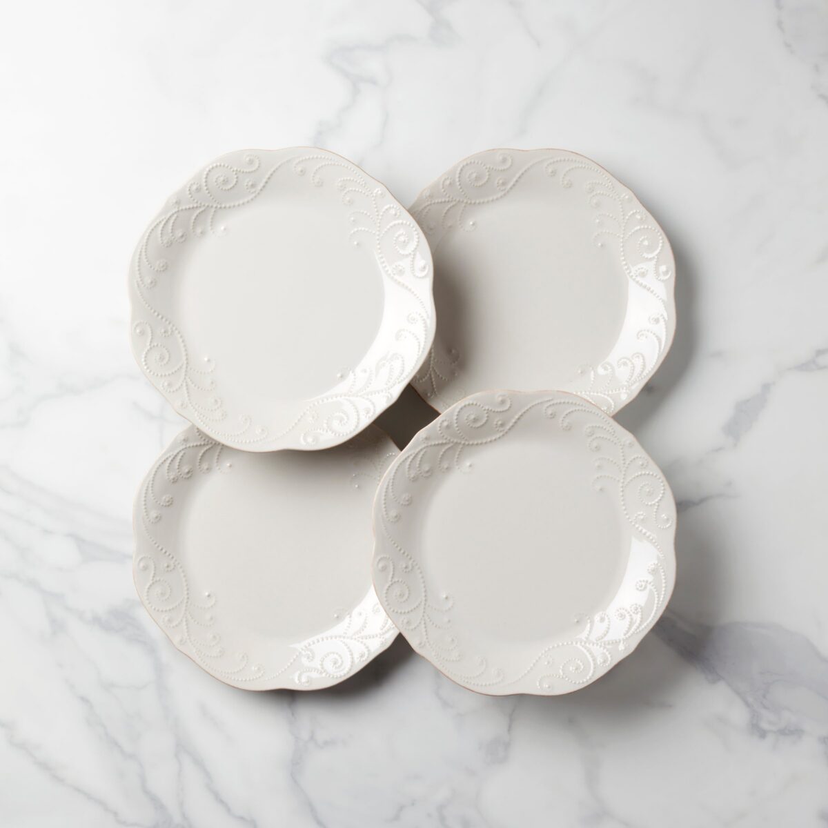 Beaded Stoneware Dinner Plates, Set of 4