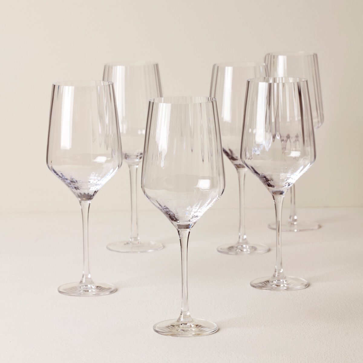Angled Optic Wine Glasses - Set of 6