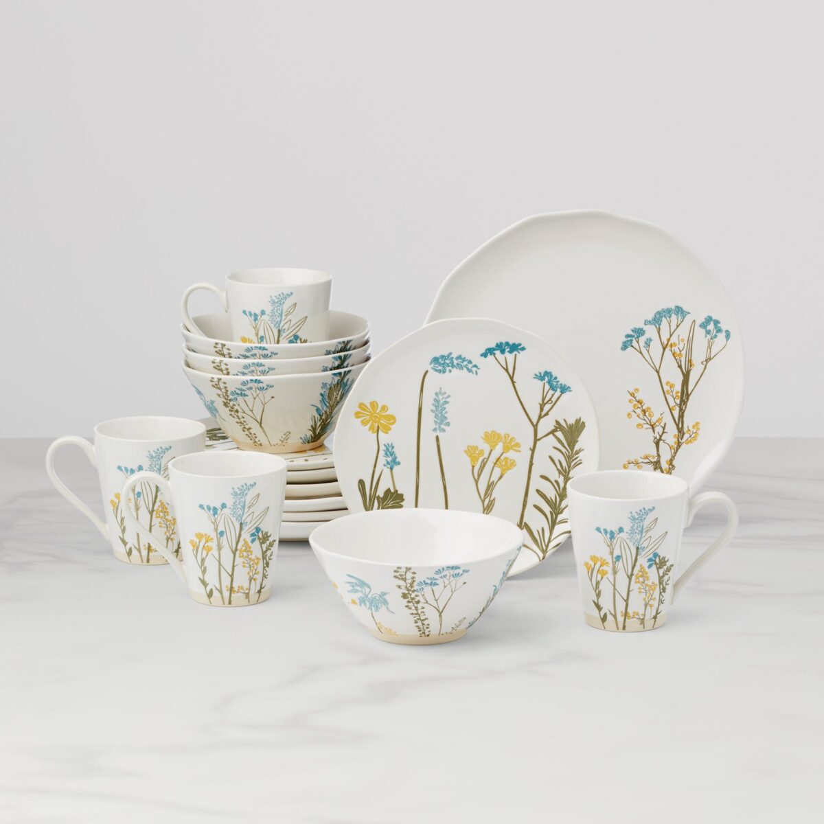 Floral Stoneware Dinnerware Set, 16-Piece